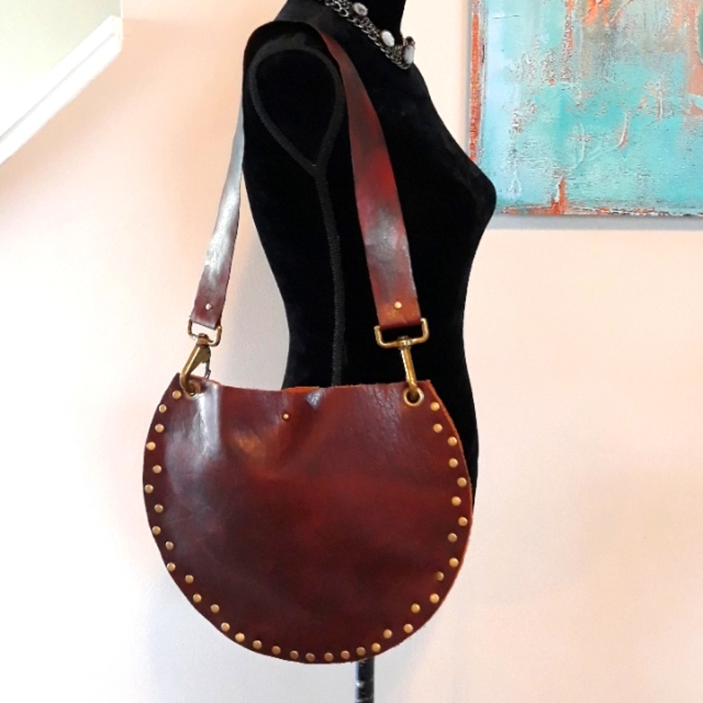 Handcrafted/Brown Leather/Boho Style Hobo Bag by J.Monique - Picture 4 of 10